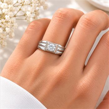 925 Sterling Silver 0.82 Ct Cubic Zirconia Ring 7 US Ring Size