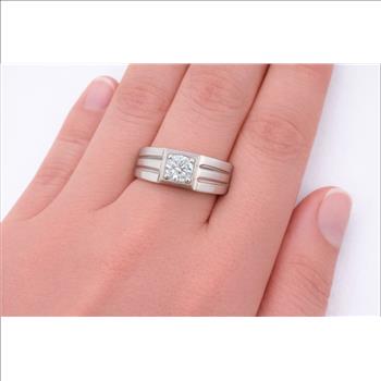 925 Sterling Silver 0.82 Ct Cubic Zirconia Ring 7 US Ring Size