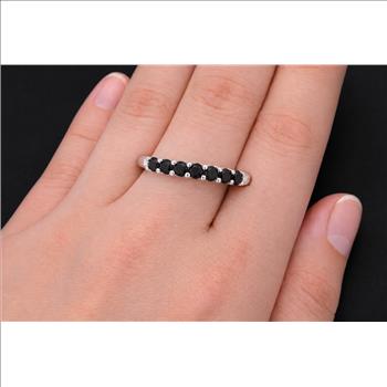 925 Sterling Silver 0.95 Ct Round Black Spinel Ring 9 US Ring size