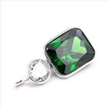 925 Sterling Silver 10.28 Ct Octagon Created Emerald Pendant
