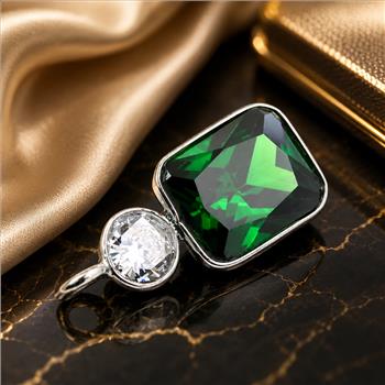 925 Sterling Silver 10.28 Ct Octagon Created Emerald Pendant