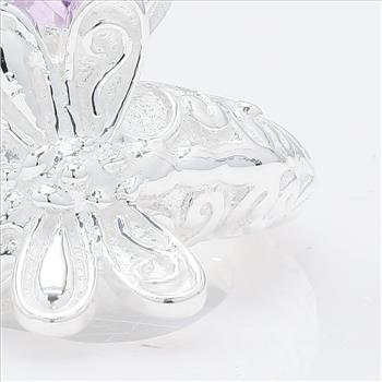 925 Sterling Silver 1.19 Ct Pear Amethyst Ring 7 US Ring Size