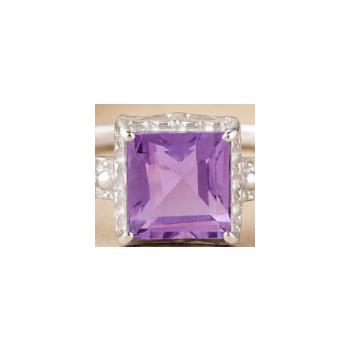 925 Sterling Silver 1.21 Ct Square Amethyst Ring 7 US Ring Size