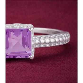 925 Sterling Silver 1.21 Ct Square Amethyst Ring 7 US Ring Size