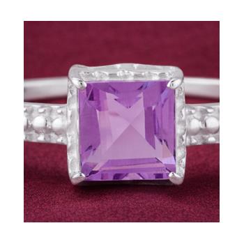 925 Sterling Silver 1.21 Ct Square Amethyst Ring 9 US Ring Size