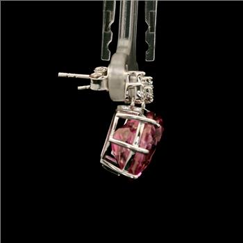 925 Sterling Silver 12.32 Ct Oval Pink Topaz White Zircon Earrings