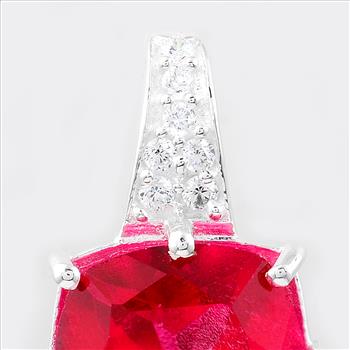 925 Sterling Silver 12.53 Ct Cushion Pink Topaz Cubic Zirconia Pendant