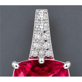925 Sterling Silver 12.53 Ct Cushion Pink Topaz Cubic Zirconia Pendant