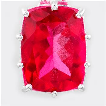 925 Sterling Silver 12.53 Ct Cushion Pink Topaz Cubic Zirconia Pendant