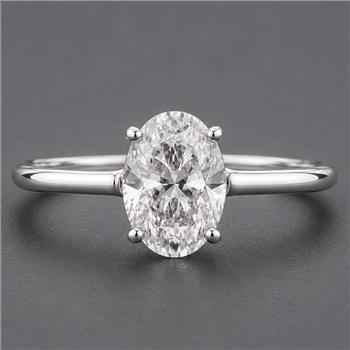 925 Sterling Silver 1.28 Ct Oval Moissanite Ring 8 US Ring Size