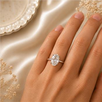 925 Sterling Silver 1.28 Ct Oval Moissanite Ring