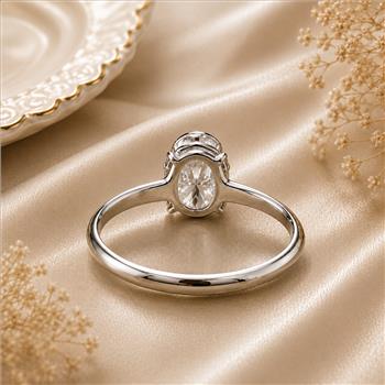 925 Sterling Silver 1.28 Ct Oval Moissanite Ring