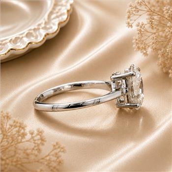 925 Sterling Silver 1.28 Ct Oval Moissanite Ring