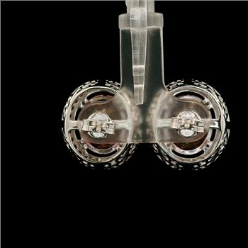 925 Sterling Silver 13.23 Ct Oval Pink Topaz White Zircon Earrings