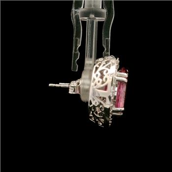 925 Sterling Silver 13.23 Ct Oval Pink Topaz White Zircon Earrings