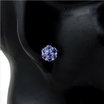 925 Sterling Silver 1.36 Ct Round Tanzanite Earrings