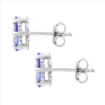 925 Sterling Silver 1.36 Ct Round Tanzanite Earrings
