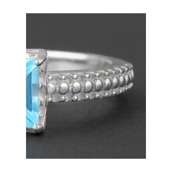 925 Sterling Silver 1.40 Ct Square Blue Topaz Ring 9 US Ring Size