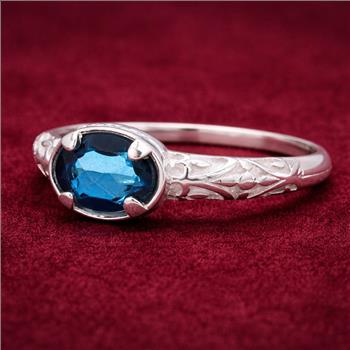 925 Sterling Silver 1.43 Ct Oval Lbt Color Topaz Ring 10 US Ring Size