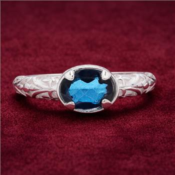 925 Sterling Silver 1.43 Ct Oval Lbt Color Topaz Ring 10 US Ring Size
