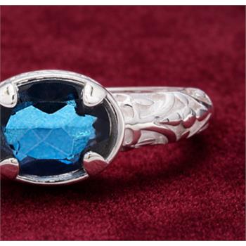 925 Sterling Silver 1.43 Ct Oval Lbt Color Topaz Ring 10 US Ring Size