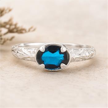 925 Sterling Silver 1.43 Ct Oval Lbt Color Topaz Ring 10 US Ring size