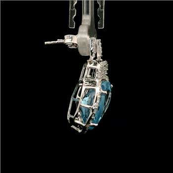 925 Sterling Silver 14.69 Ct Round Blue Topaz White Zircon Earrings