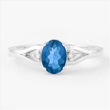 925 Sterling Silver 1.47 Ct Oval Pariba Topaz Cubic Zirconia Ring 7 US Ring Size