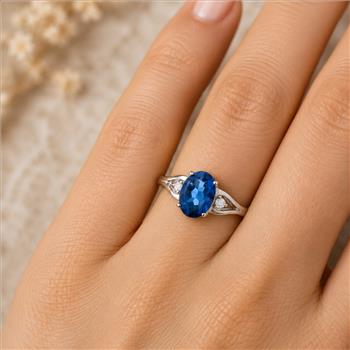 925 Sterling Silver 1.47 Ct Oval Pariba Topaz Cubic Zirconia Ring