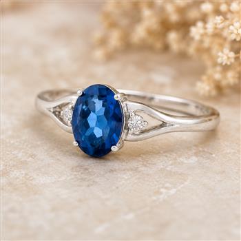 925 Sterling Silver 1.47 Ct Oval Pariba Topaz Cubic Zirconia Ring