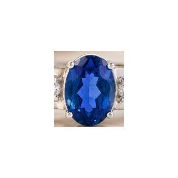 925 Sterling Silver 1.47 Ct Oval Pariba Topaz Cubic Zirconia Ring