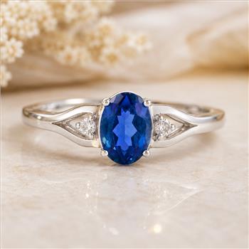 925 Sterling Silver 1.47 Ct Oval Pariba Topaz Cubic Zirconia Ring