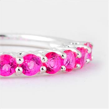 925 Sterling Silver 1.54 Ct Round Pink Topaz Ring 7 US Ring Size