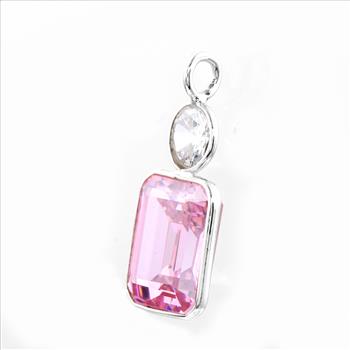 925 Sterling Silver 15.43 Ct Octagon Pink Cz Pendant