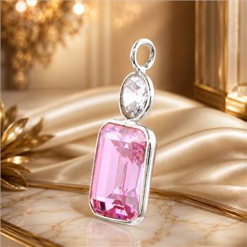925 Sterling Silver 15.43 Ct Octagon Pink Cz Pendant