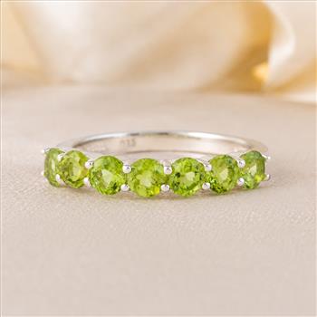925 Sterling Silver 1.57 Ct Round Peridot Ring