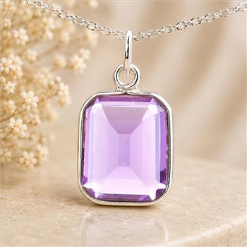 925 Sterling Silver 15.91 Ct Octagon Amethyst Pendant