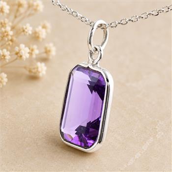 925 Sterling Silver 15.91 Ct Octagon Amethyst Pendant