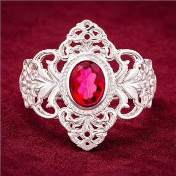 925 Sterling Silver 1.60 Ct Oval Pink Topaz Ring 7 US Ring Size