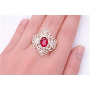 925 Sterling Silver 1.60 Ct Oval Pink Topaz Ring 7 US Ring Size