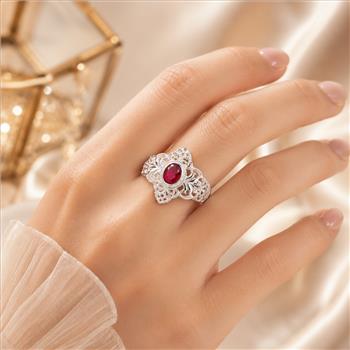 925 Sterling Silver 1.60 Ct Oval Pink Topaz Ring 7 US Ring Size