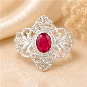 925 Sterling Silver 1.60 Ct Oval Pink Topaz Ring 7 US Ring Size