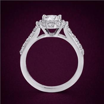 925 Sterling Silver 1.60 ct. t.w. Moissanite Halo Ring in Sterling Silver 9 US Ring Size