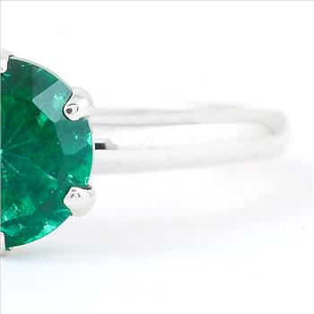 925 Sterling Silver 1.68 Ct Round Green Topaz Ring 7 US Ring Size