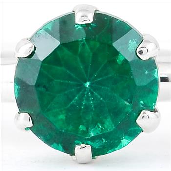 925 Sterling Silver 1.68 Ct Round Green Topaz Ring 7 US Ring Size