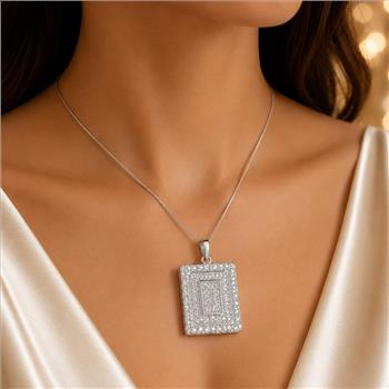 925 Sterling Silver 1.69 Ct Round Cubic Zirconia Pendant