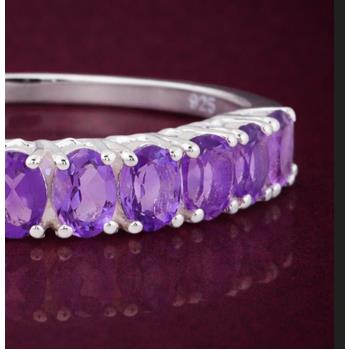 925 Sterling Silver 1.72 Ct Oval Amethyst Ring 9 US Ring Size