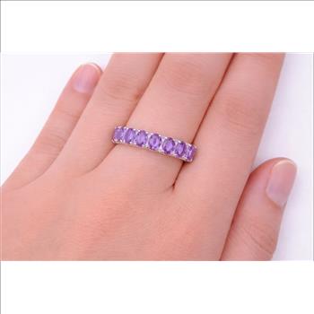 925 Sterling Silver 1.72 Ct Oval Amethyst Ring 9 US Ring Size