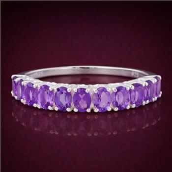 925 Sterling Silver 1.72 Ct Oval Amethyst Ring 9 US Ring Size