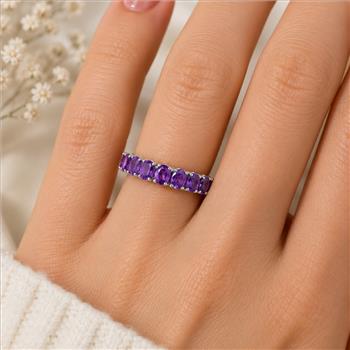 925 Sterling Silver 1.72 Ct Oval Amethyst Ring 9 US Ring Size